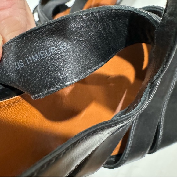 VIA SPIGA size 11 wedge black leather sandals black leather straps sling back - Picture 9 of 12